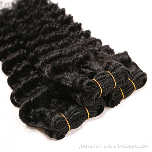 12A Unprocessed Raw Indian Virgin Human Hair Cuticle Aligned Double Drawn Deep Wave 3 Bundles with Closure Hair Extension Vendor